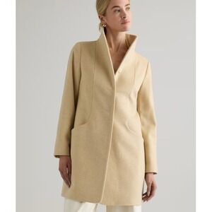 Quince Italian Wool Cocoon Coat Large Heather Macadamia New With Tags